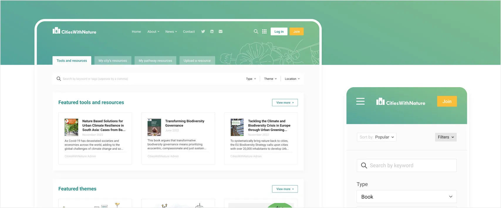 CitiesWithNature website previews